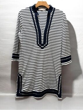 Tory Burch Tunic Blue Striped Terrycloth Mini Dress size Small